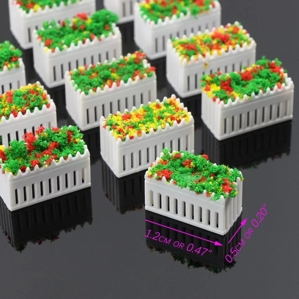 GY39 12pcs N TT  OO O Scale Model Rectangle Flowerbed Park Garden Border 4