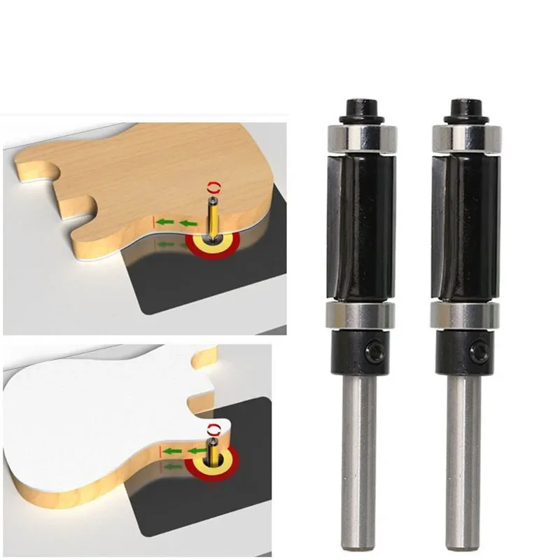 

1PC 1/4" 6.35MM Shank Milling Cutter Wood Carving Flush Trim Top & Bottom Bearing Router Bit 1/4" Shank Woodworking Tenon Cutter