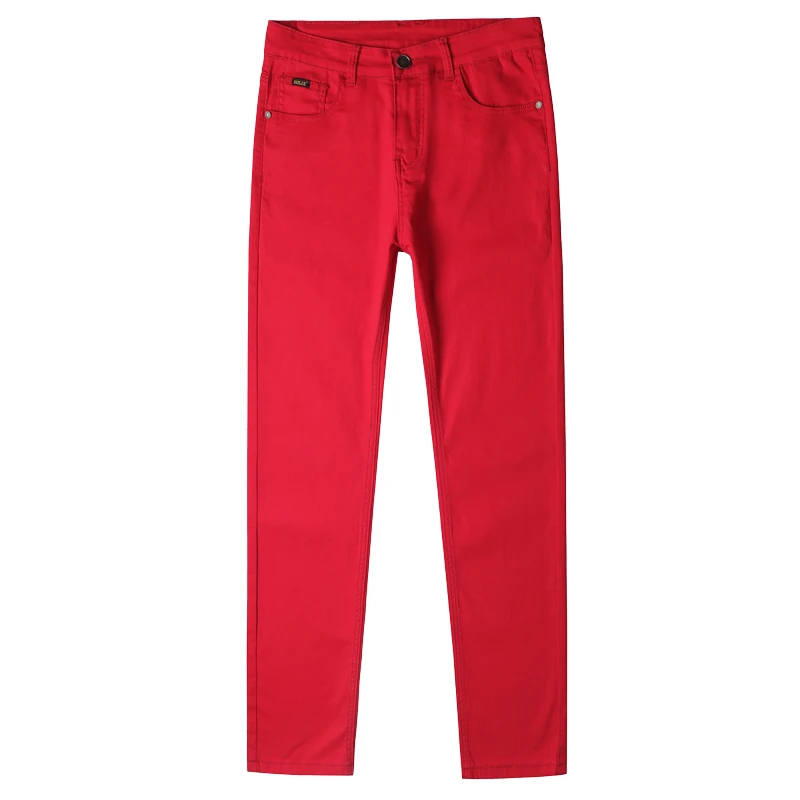 Plus Size Handsome White Jeans High Quality Men's Pants Waist Slim Elastic Small Legs Pants With New Pants Men Red Trousers 3