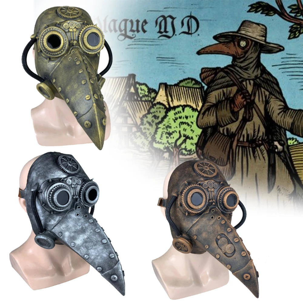 

New Europe Schnabel Plague Doctor Leather Mask Cosplay Costumes Props Mechanical Punk Steam Europe Black Death Halloween Party