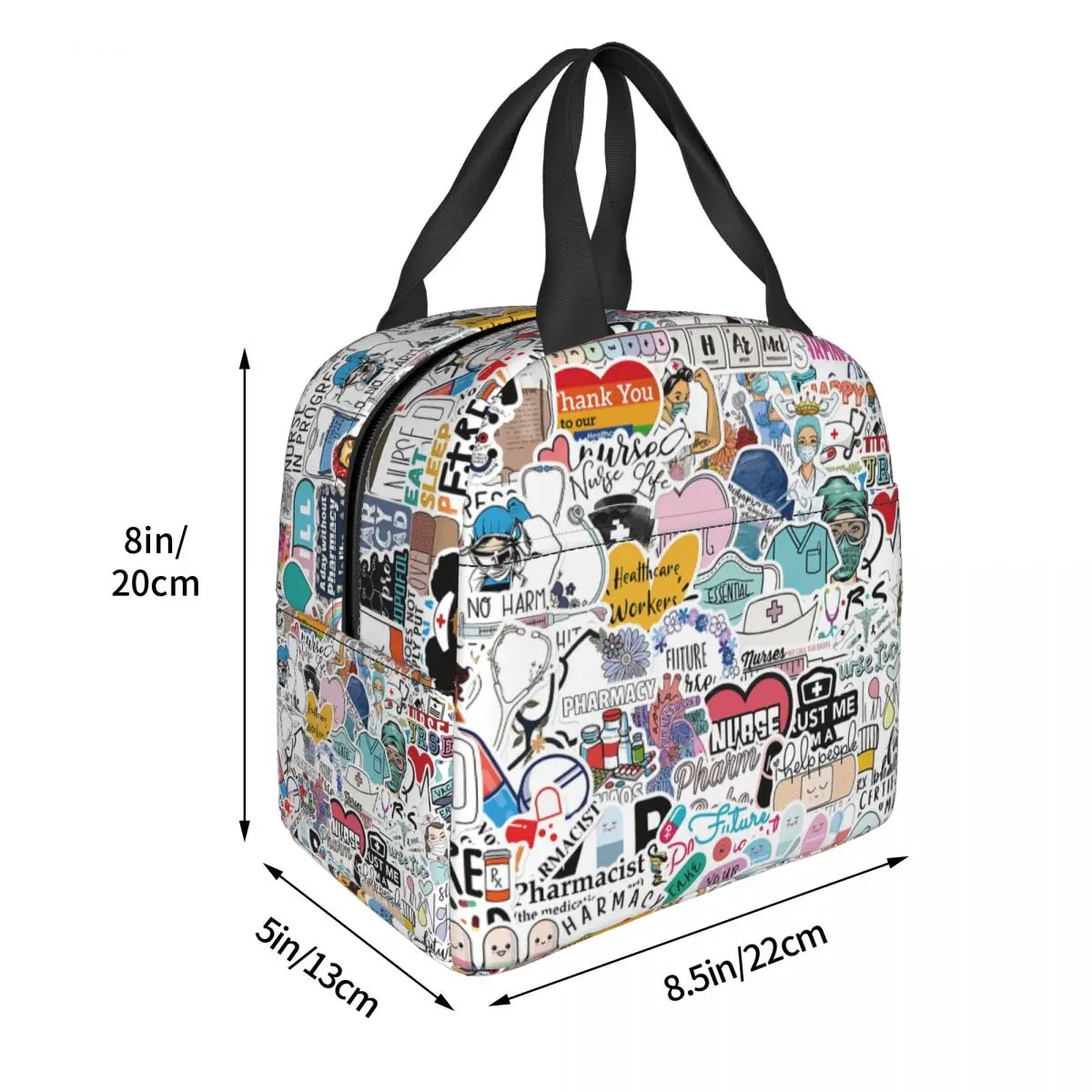 Cartoon Nursing Nurse Lunch Bag Resuable Cooler Warm Thermal