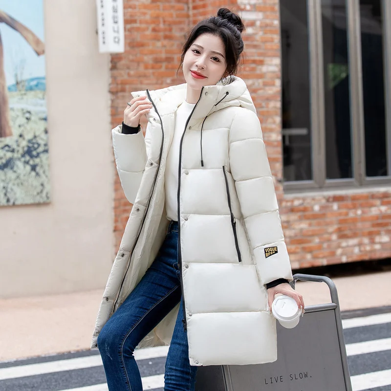2024 Fashion Parkas Women Winter Overcoat Hooded Long Thick Down Cotton-padded Coats Female Warm Outerwear Bread Jackets M-4XL