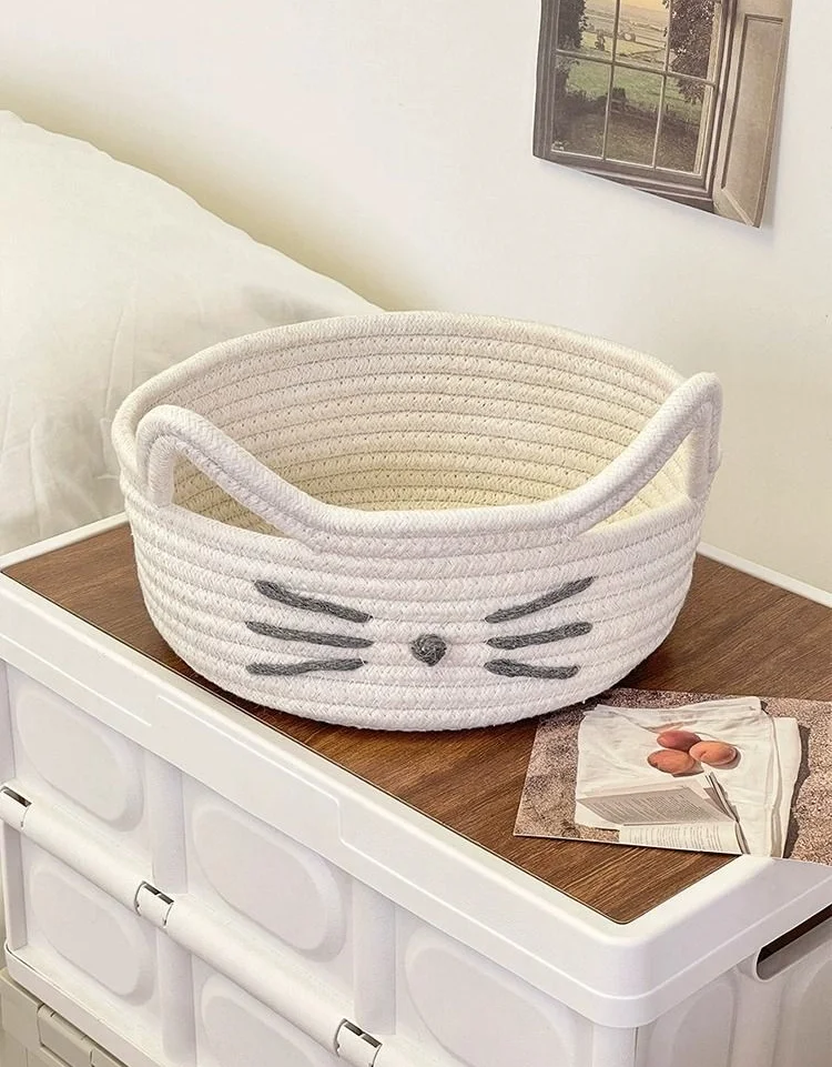 Praktischer gewebter Aufbewahrungskorb für Schlafzimmer, Kinderspielzeug, Kleinigkeiten, Schreibtisch-Organizer, platzsparende Wäsche, kleine Gegenstände, dekorative Behälter – Detail 5