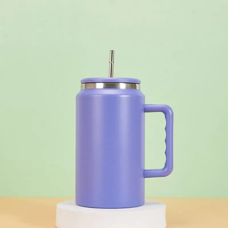 Stainless Steel Cup 50 Oz Insulated Tumbler With Lid And Handle High Capacity Keep Cold Insulation Straw Cup For Juice Beer