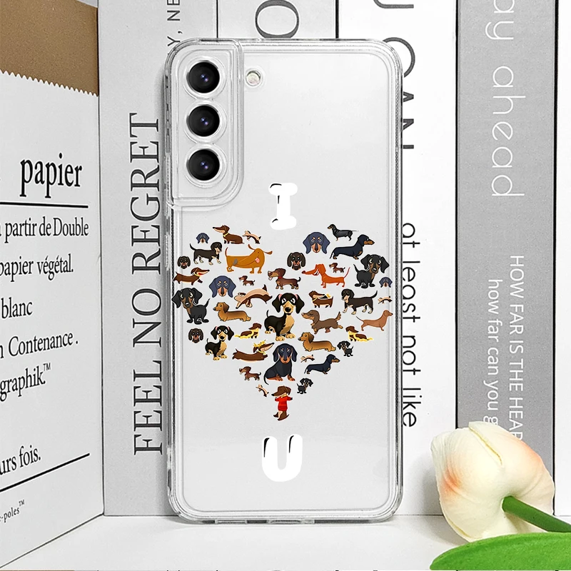 Charming Dachshund Dog Clear Soft Phone Case - Cute Animal Cartoon Design