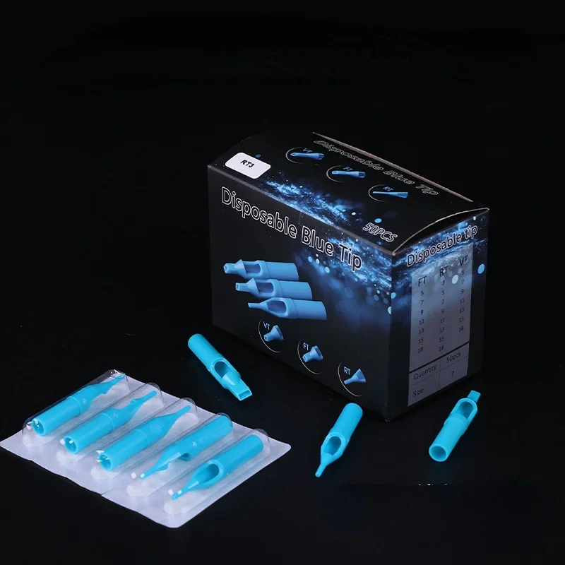 

Blue 50pcs/box Sterilized Tattoo Machine Gun Nozzle Tips Disposable Plastics Needle Tube for Tattoo Machine Gun Needle Ink Cup