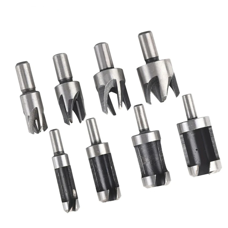 

Wood Plug Cutter Cutting Tool Drill Bit Set Straight and Tapered Taper 5/8" 1/2" 3/8" 1/4" Woodworking Cork Drill Bit Knife