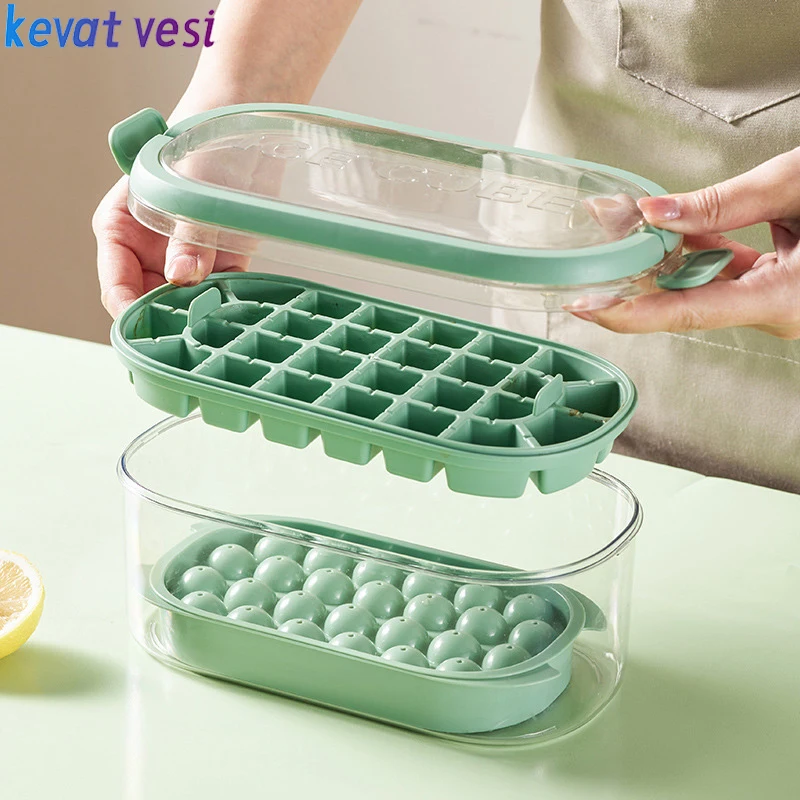 Ice Cube Tray with Lid and Bin Creative Ice Cube Maker Silicone Square Ice  Mold for Freezer Storage Box Cool Drinks Kitchen Bar - AliExpress
