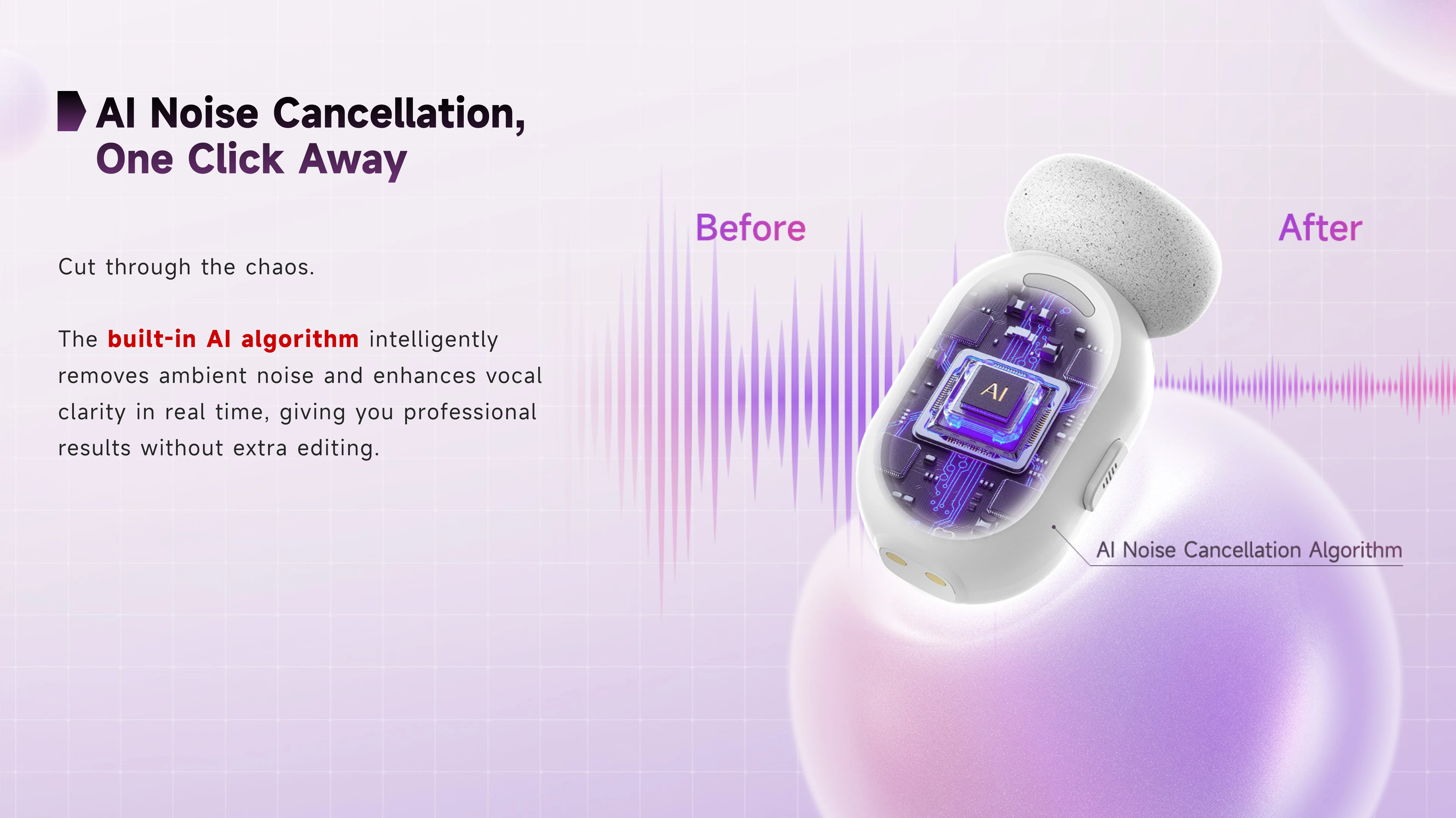 Smic 2.4G Wireless Microphone AI Noise Cancellation Studio-Quality for iPhone An