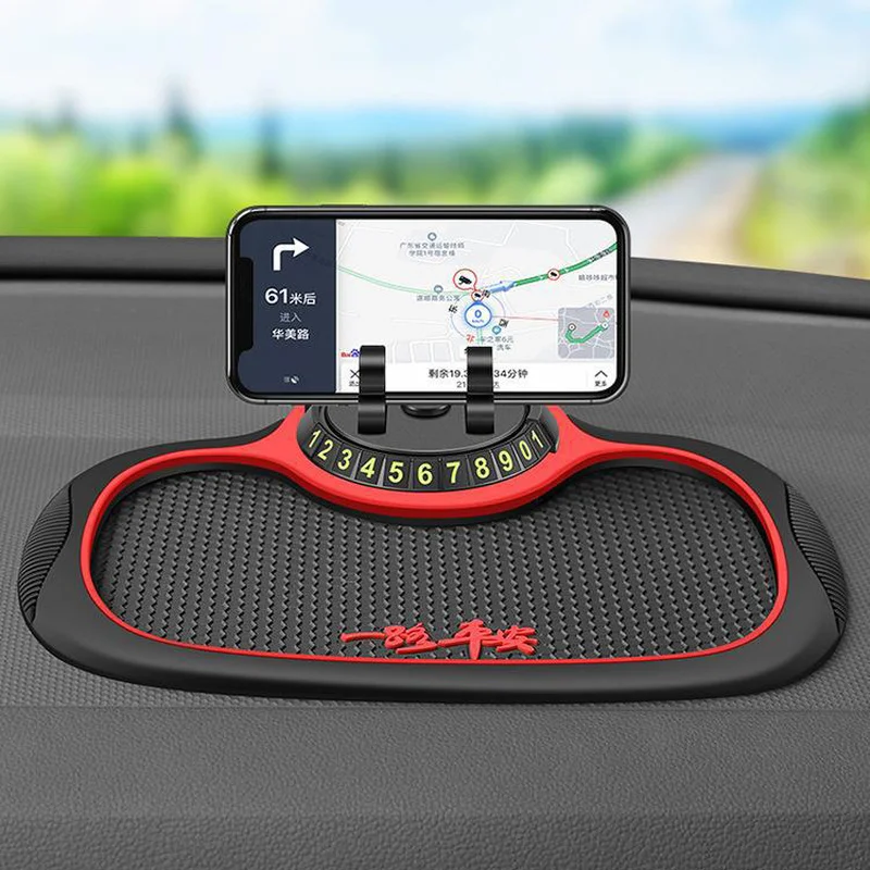 Car Anti-Slip Mat with Rotatable Phone Holder Auto Dashboard Mount Silicone Non-Slip Pad Interior Organizer Anti Slide Mat