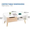 Modern Wooden Cocktail Mid Century ModernCoffee Minimalist HallwayTable with Storage for LivingRoom Apartment Reception, White 2