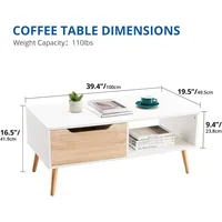 Modern Wooden Cocktail Mid Century ModernCoffee Minimalist HallwayTable with Storage for LivingRoom Apartment Reception, White 2