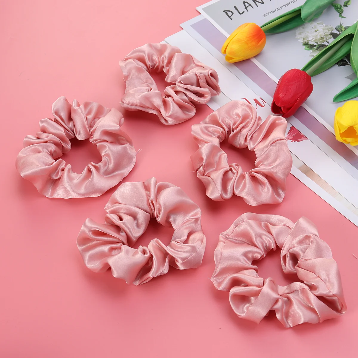 

5 Pcs Decor Solid Color Hair Ties Ponytail Holder Stretch Accessories Women Rope Pink Girl Miss