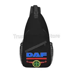 DAF Logo Print Chest Bags Crossbody Sling Bag Travel Hiking Backpack Casual One Shoulder Daypack for Women Men Outdoor Sports