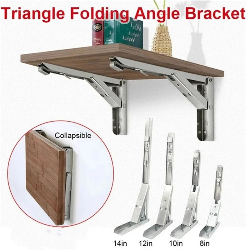 Triângulo Folding Angle Bracket Suporte Pesado Ajustável Montado na Parede Desk Stand Mobiliário Hardware 10 14 pc Pcs