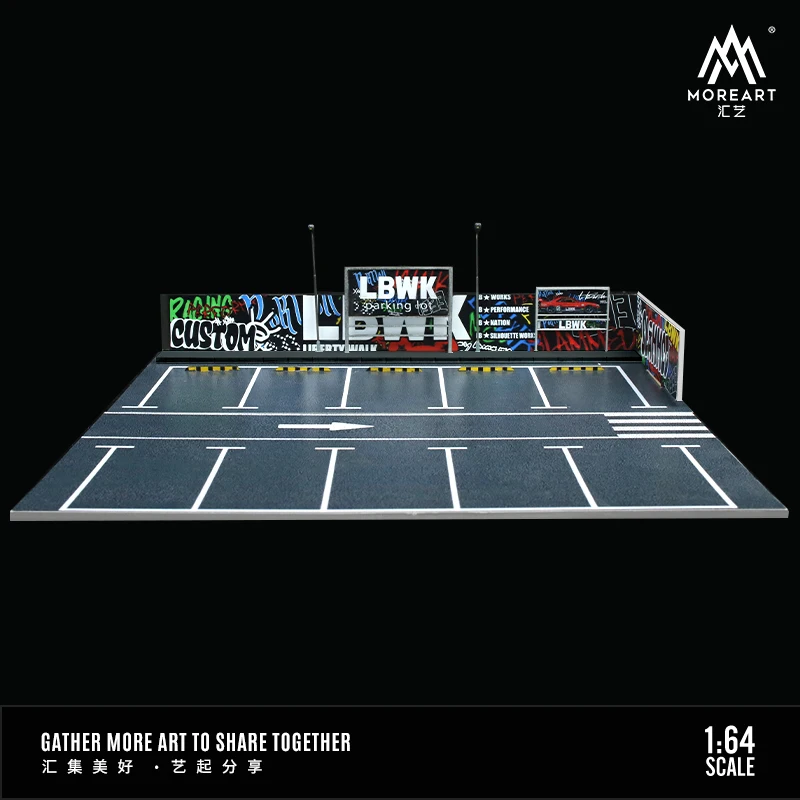 MoreArt 조명 포함 주차 장면, RWB, LBWK 모델 자동차 디스플레이, 선물, 1:64