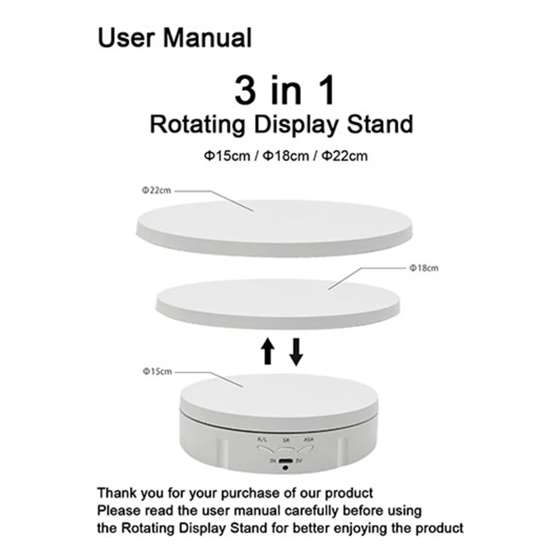 3 in 1 5V Electric Rotating Display Stand Turntable Photographic Video Stand  Dynamic Rotating Display Stand