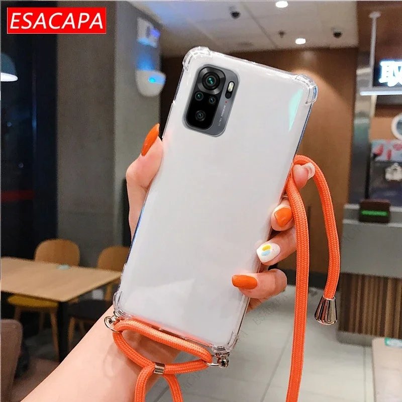Transparent Shockproof TPU Crossbody Lanyard Case with Strap Cord Necklace
