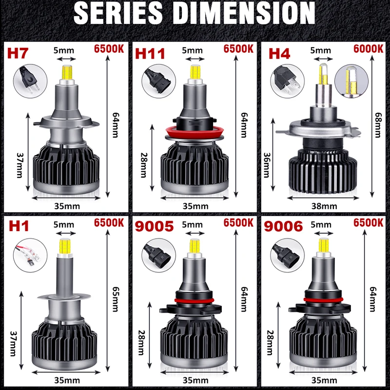 LED Canbus 360 미니 자동차 헤드라이트 전구, 플러그 앤 플레이 앰플 LED, 3D 자동차 LED 램프, H7, H1, H11, H8, H9, 9005, HB3, 9006, HB4, 2X