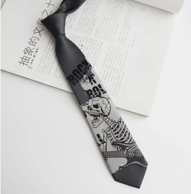 black-classical-note-tie-rock-hip-hop-punk-style-tie