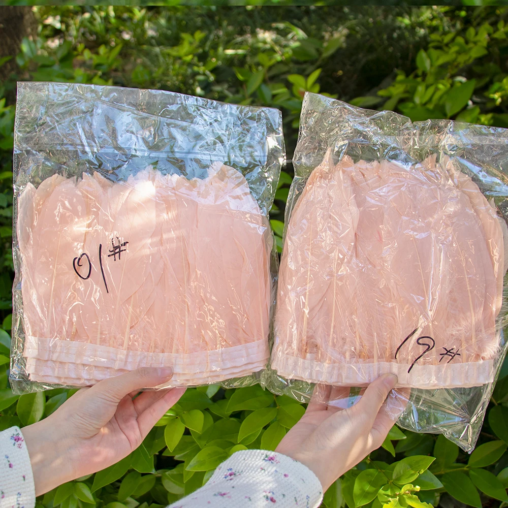 거위 깃털 장식 리본 프린지, 백조 깃털, 원피스 장식 액세서리, 푹신한 바느질용 거위 깃털 트림, 6-8 인치