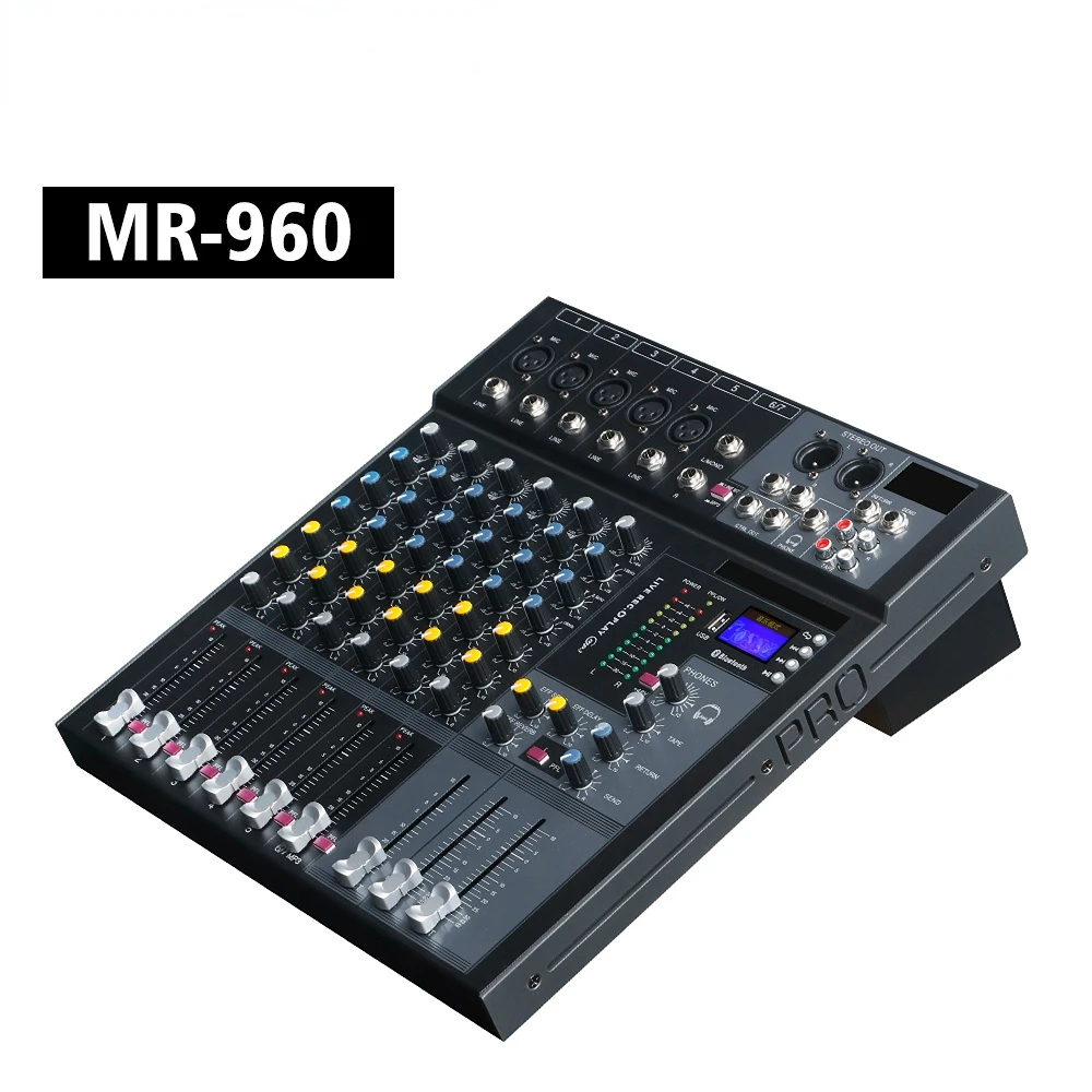 MR-960 MR 960 MP3 Professional Audio mixer Console DJ Player Independent Phantom Power 6 Channels USB Blue tooth