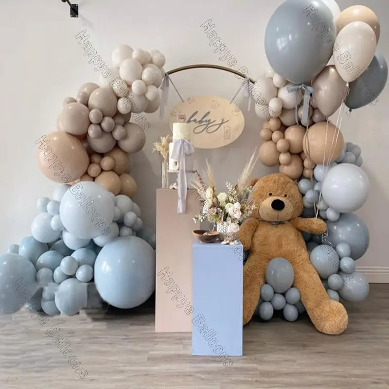 

Wedding Anniversary Macaron Blue Balloon Garland Baby Shower Decoration Doubled Apricot Cream Peach Ballon Birthday Party Deco