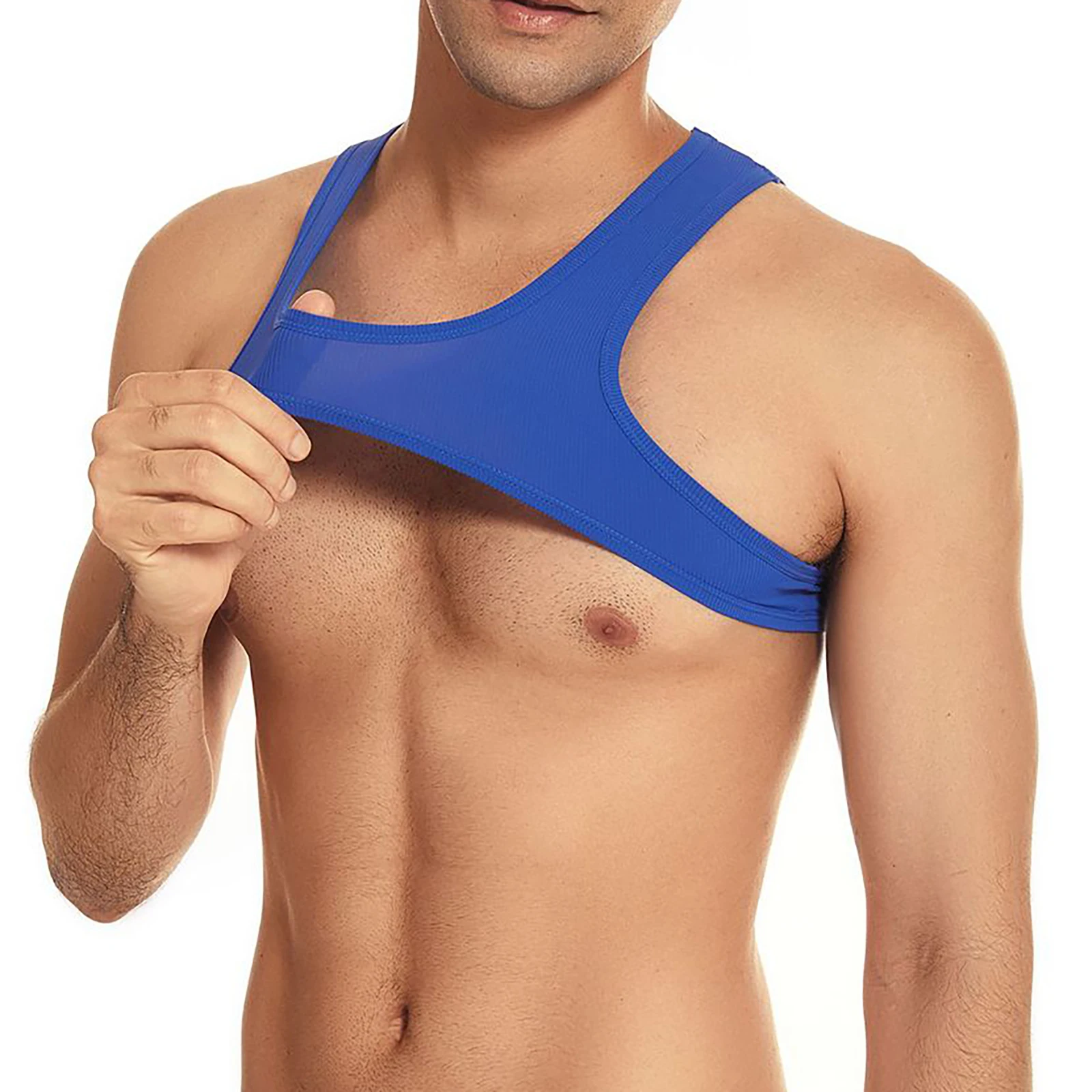 

Mens Lingerie Tank Top Gym Sports Training Half Vest for Gym Fitness Sports Male Muscle Round Neck Sleeveless Clubwear