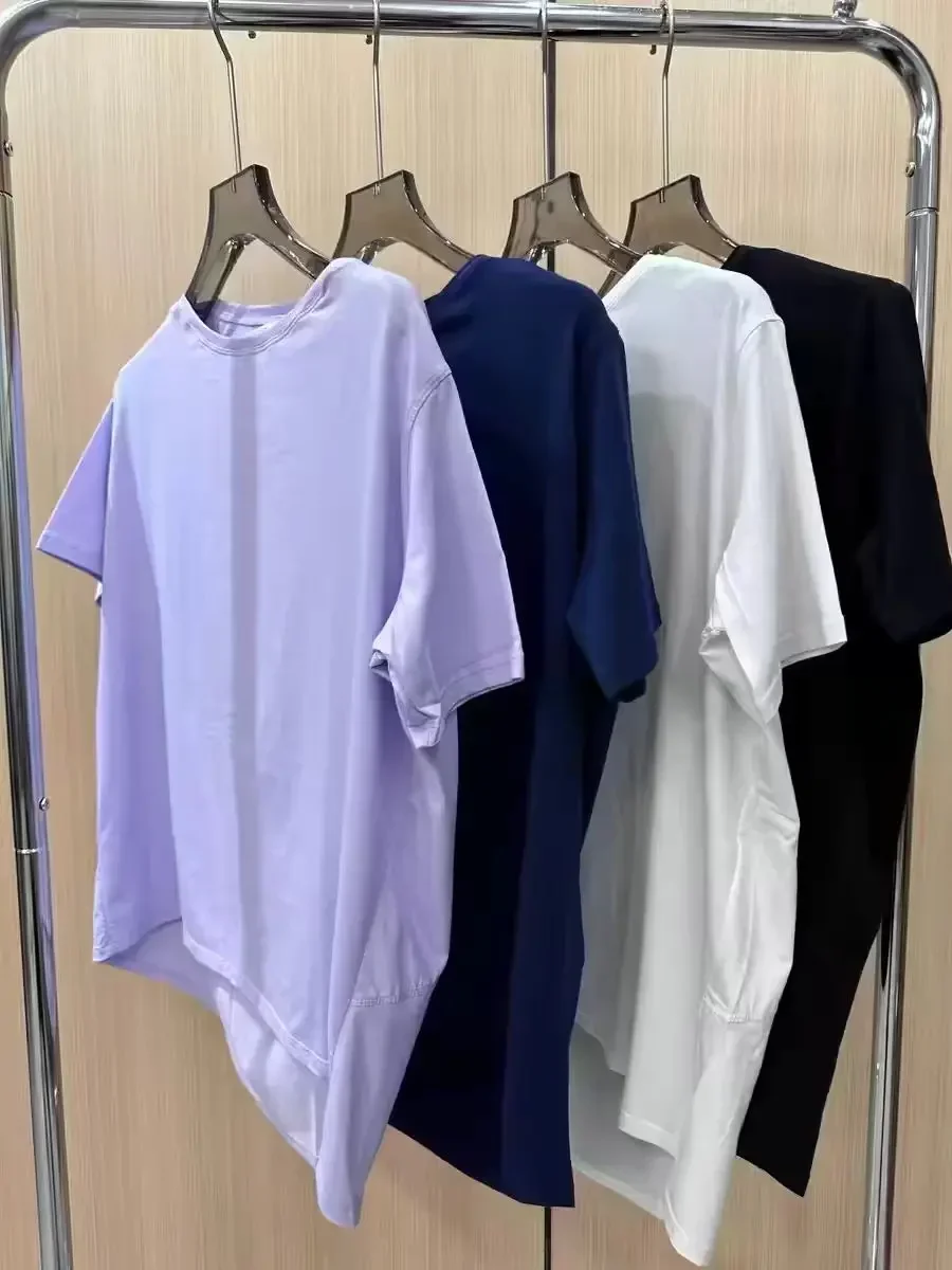 Lemon Women Back in Actio Yoga Short Sleeve Shirt Fitness Sport T-Shirt Summer Loose Breathable Soft Elastic Quick-Drying Top