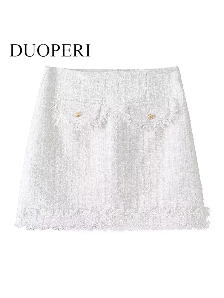 

DUOPERI женские модные с карманами, белые боковые Женские винтажные шикарные рубашки с высокой талией