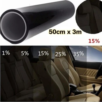 1pcs 300CMx50CM Black Window Tint Film Glass Sticker Solar Sun Shade Films For Car Black Roll 15% VLT Tinting Tool Kits 1