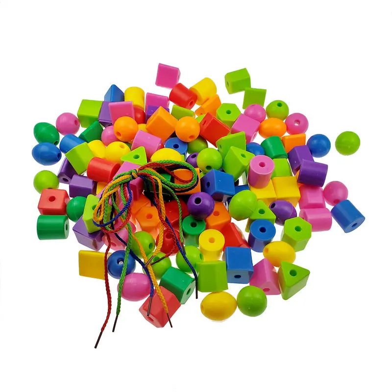 Rainbow Lacing Beads For Toddlers Color and Shape Sorter Fine Motor Skills Early Learning Montessori Toys For Preschool Kids educational toys