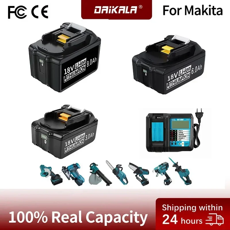 

For Makita 18V Li-Ion Battery Rechargeable 3.0AH/6.0AH/9.0AH BL1830 BL1815 BL1860 Replacement Power Tool Battery/Charger