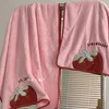 Strawberry Embroidery Face Towel Couples Cute Daily Ins Home Household Strong Absorbent Soft Coral Fleece New Simple Microfiber 4
