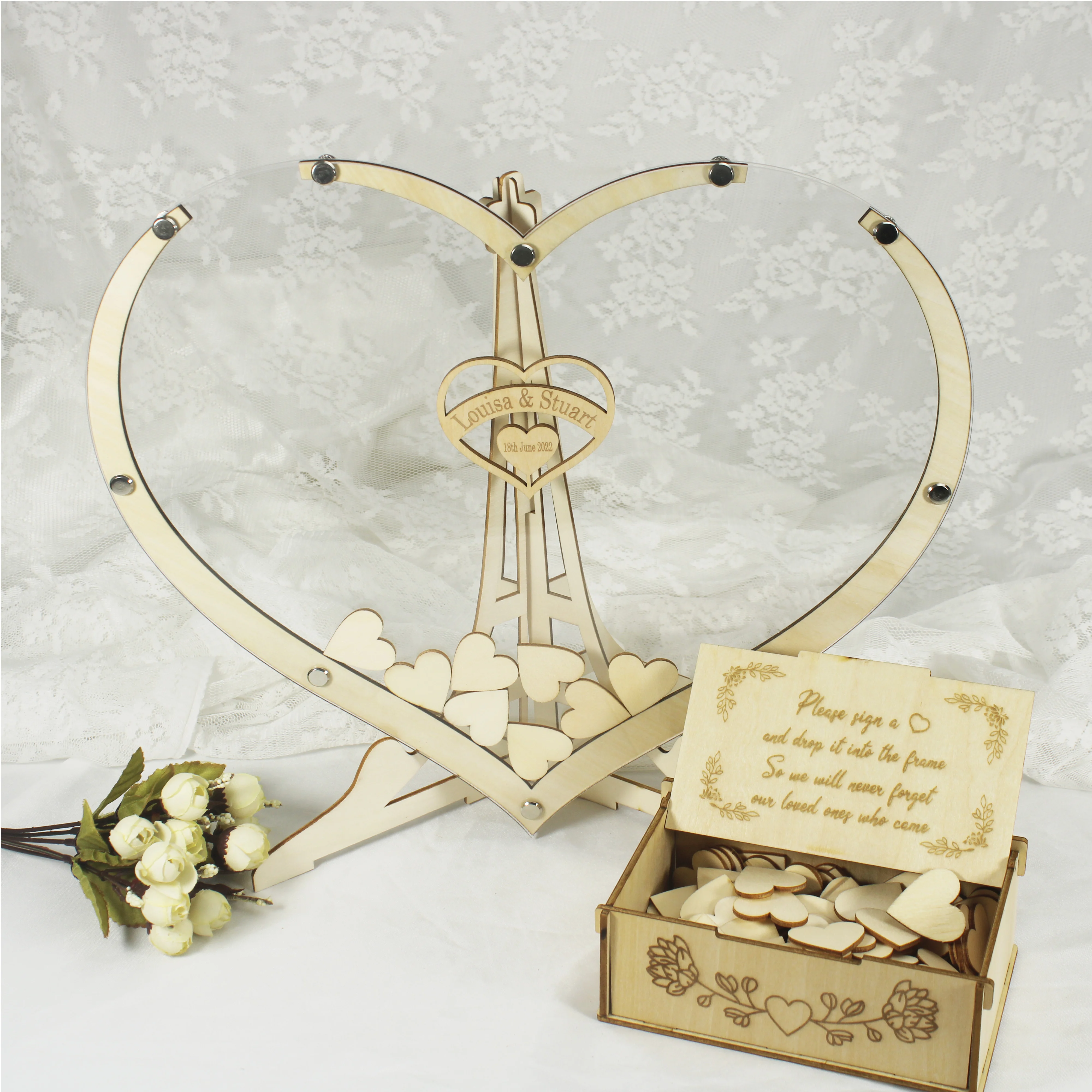 Wedding Guest Book Alternative Wedding Decor-Drop Heart Guestbook