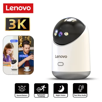 Telecamera IP HD Lenovo, Telecamere di Sorveglianza Wireless, Baby Monitor con Tracciamento Automatico, Visione Notturna a Colori, Telecamera CCTV per Protezione Domestica