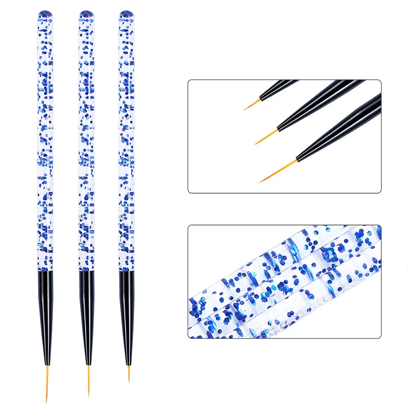 

3Pcs/Set Nail Art Brushes for Manicure Gel White Handle Soft Head Drawing Dotting Stripe Pattern DIY Creative Craft Nail Art Pen