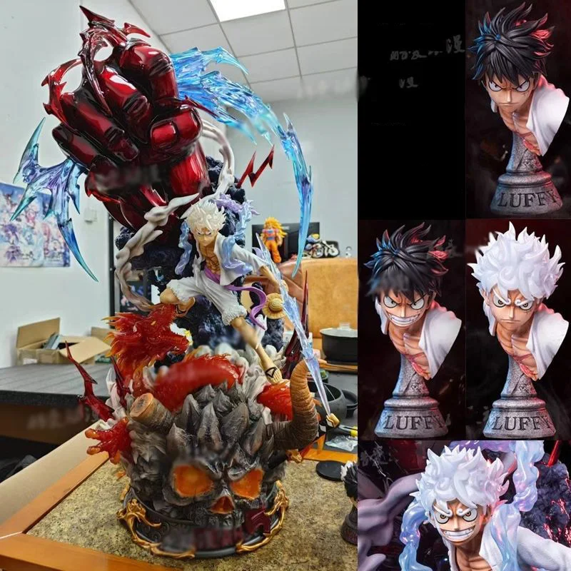 

33cm Anime One Pieces Figures Sun God Nika Luffy Kaidou Fire Dragon Torch Action Figures 4 Heads Monkey D. Luffy PVC Statue Toys