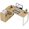 L Shaped Desk with Drawers&Shelves, 55'' Corner Computer Desk with Power Outlets, Reversible PC Table with Storage File Cabinet 1