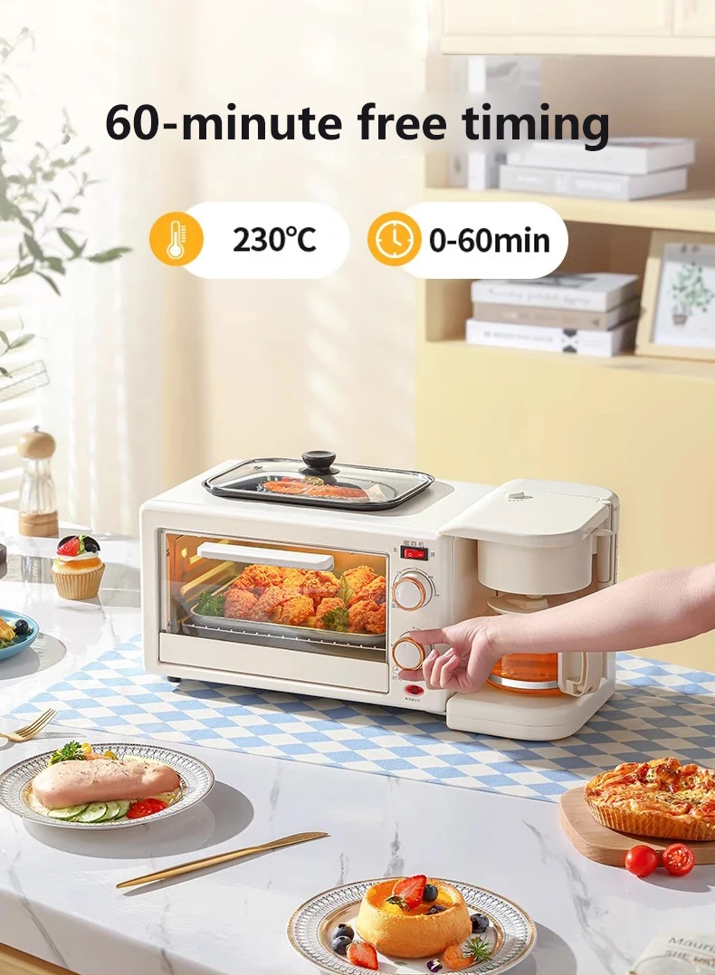 Description Picture 5 of item12L Multifunctional Bake oven Drip coffee maker 3 in 1 breakfast machine Tea boiler Sandwich Toast Roaster Non-stick Frying pan