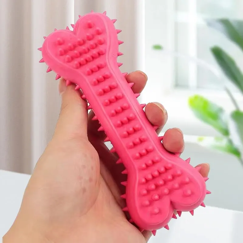 Durable Rubber Bone Toy for Small Dogs - Teeth Grinding & Chewing Aid