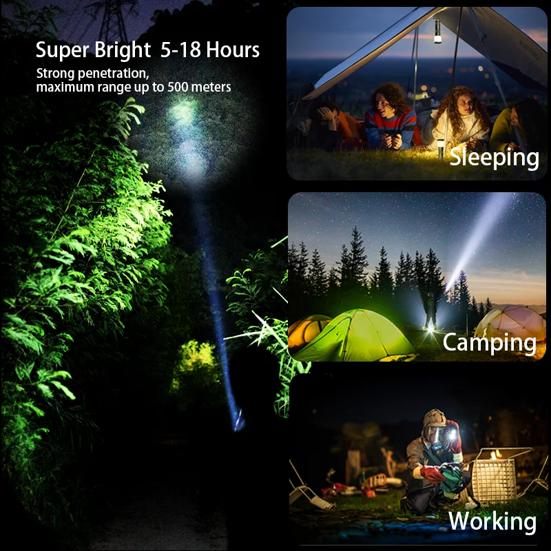 4 Color 2 in 1 Portable Powerful Bright Flashlights SF1 Built-In 5000mAh  Rechargeable Flashlight with