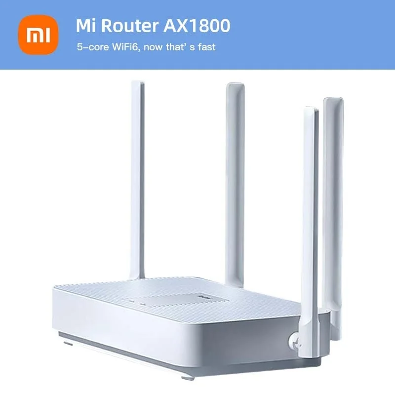 Redmi Mi Router AX1800 5-core WiFi6 1800 Mbps 256MB Dual-Band 4 External Antennas Stably connects to 128 devices |