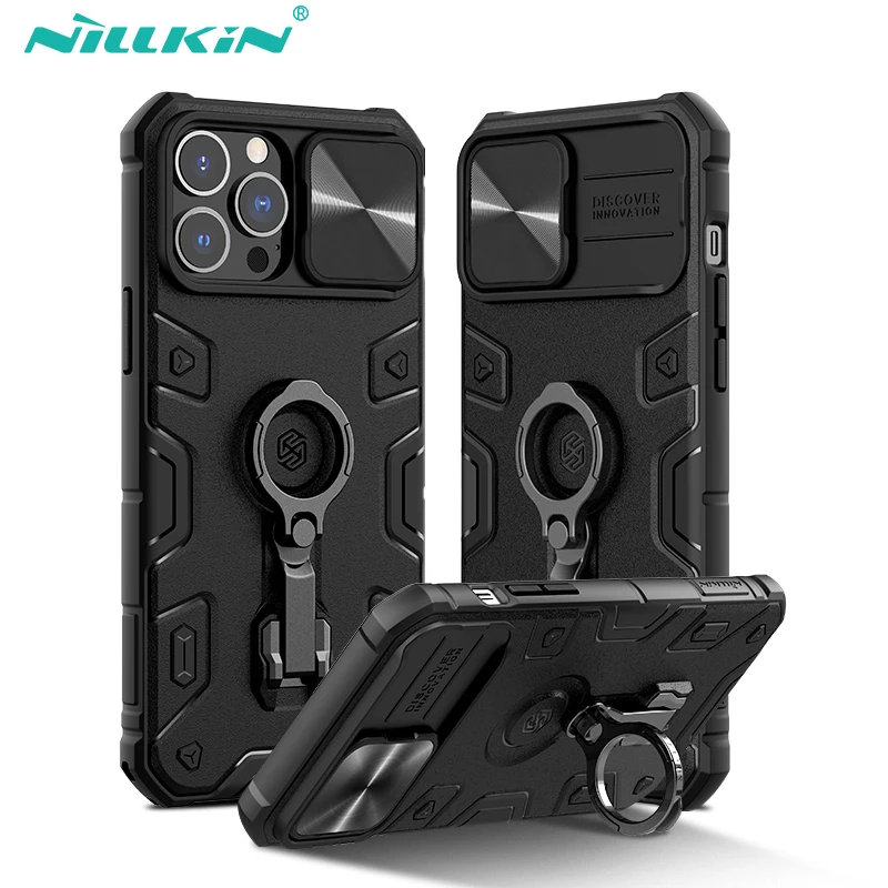 

For iPhone 14 Pro For iPhone 13 Pro Max Case NILLKIN CamShield Armor Pro Case with Camera Cover and Kickstand Shock Resistant