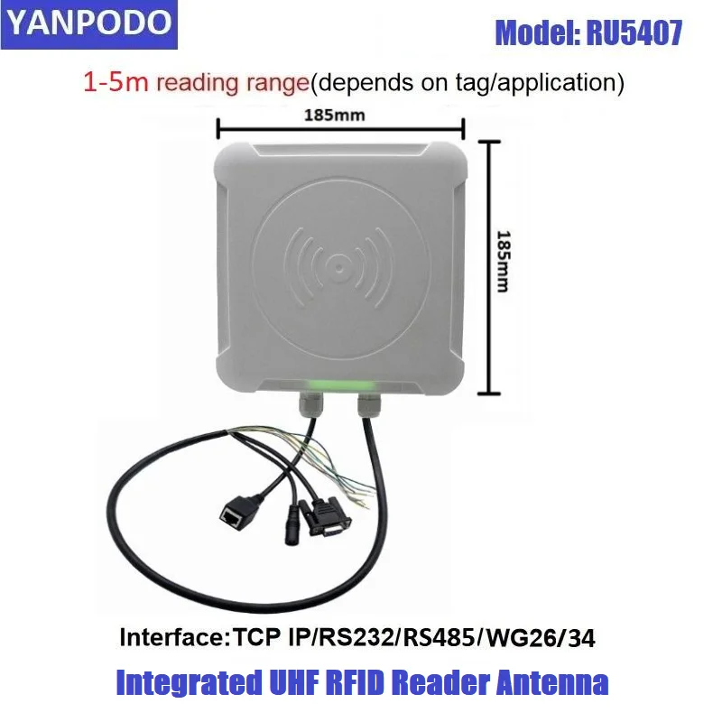 UHF RFID 통합 리더 7dBi 안테나 1-5M 범위 램프 RS232/USB/TCP IP/RJ45/WG26/WG34/RELAY 무료 SDK 차량 주차