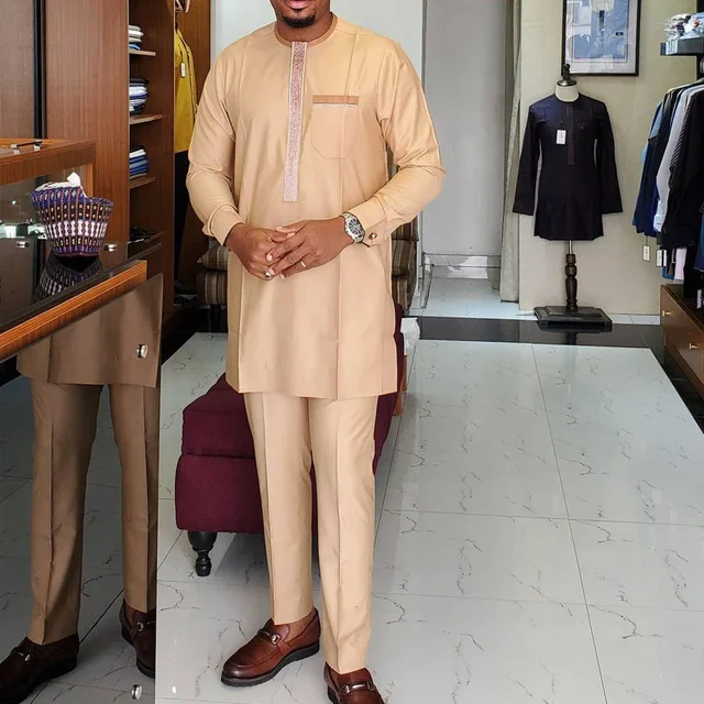 Tunde Embroidered Dashiki Shirt and Pant - Image 4