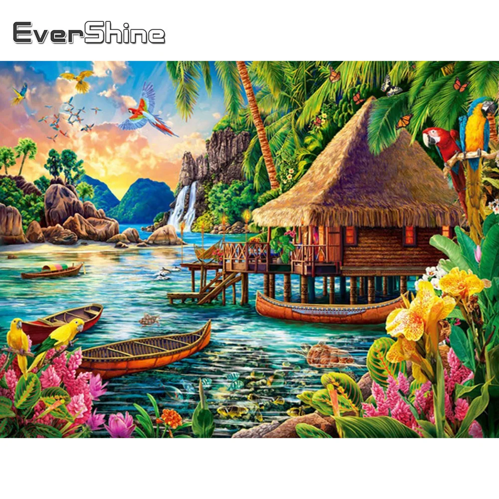 Evershine 5D Diamond Mosaic Seaside Garden Scenery Diamond Painting Lake Full Square Round Drill Cross Stitch Crafts diamond painting diamond art painting kit diamond painting set