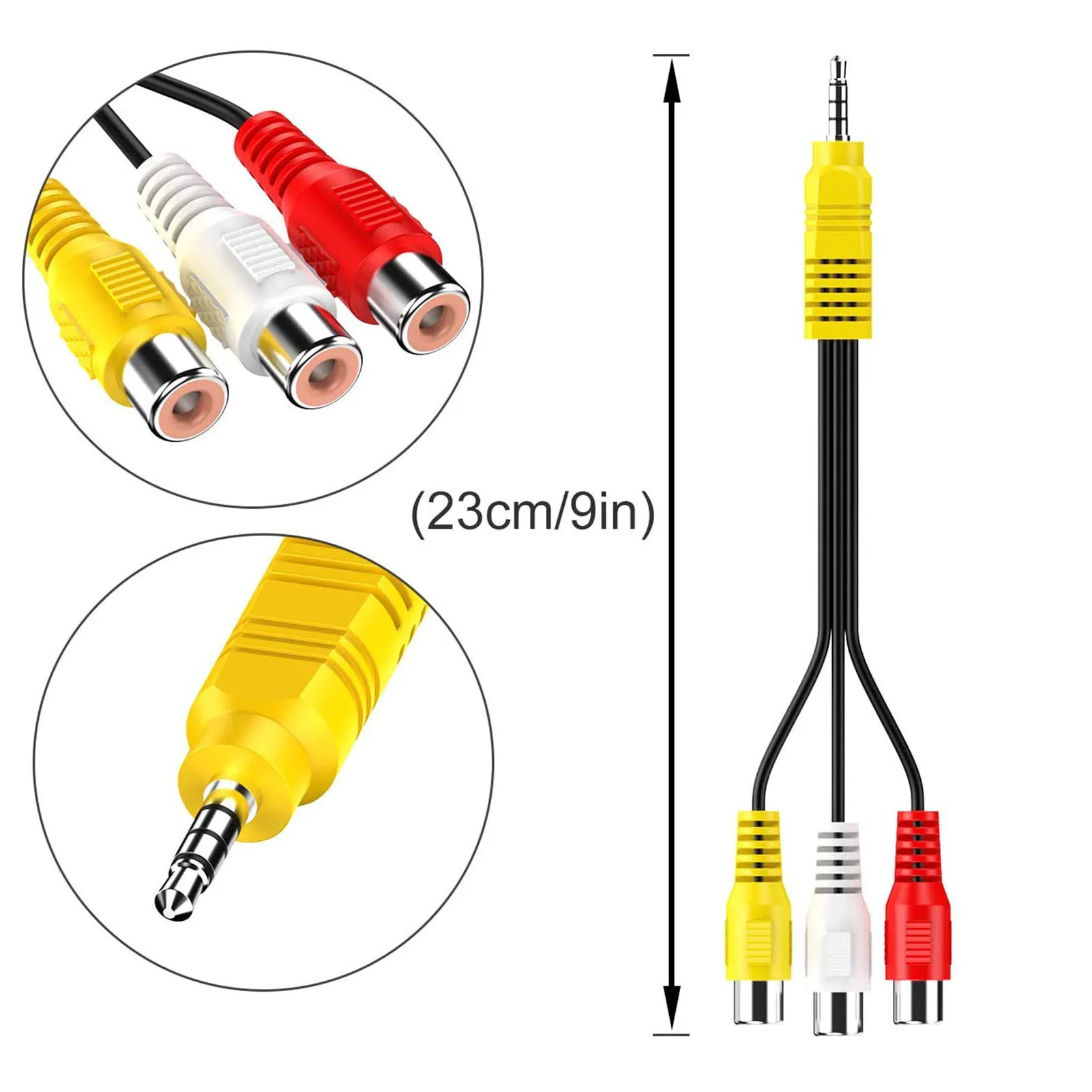 CABLE AUDIO/VIDEO 1 PLUG 3.5 ST X 3 RCA CORTO