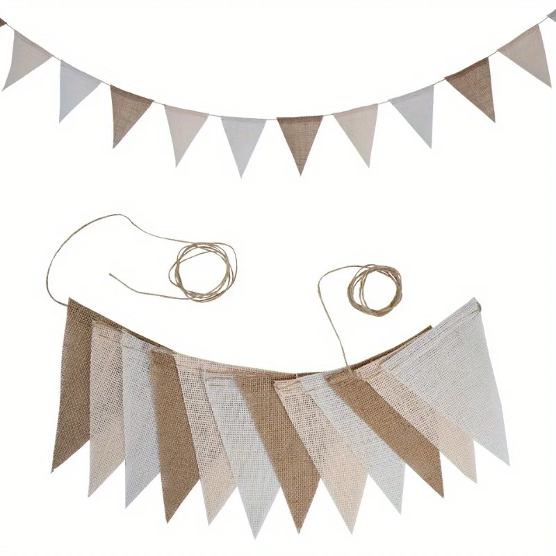Geburtstags-Leinen-Banner, mehrfarbige Dreiecke, Flaggen zum Aufhängen, Wimpel-Dekoration, Geburtstagsparty-Geschenk – Detail 5