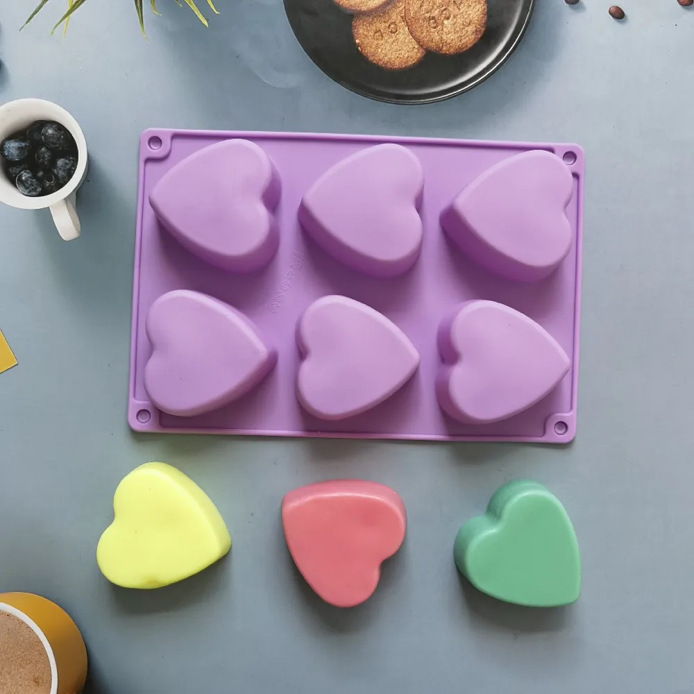 4 Cavities Heart Geometry Silicone Soap Mold Silicone Cake Baking Pan  Muffin Cup Mousse Mold Soap DIYBaking tools